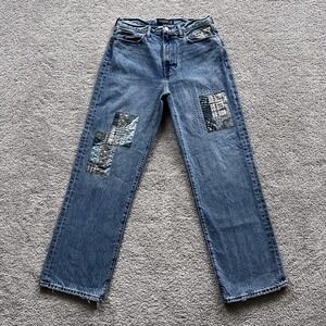 Abercrombie & Fitch Jeans Mens 31 Blue Authentic Rigid Denim Baggy Patchwork